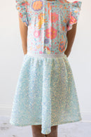 SALE Blue Retro Unicorns S/S Ruffle Tee