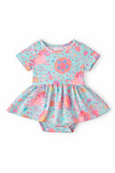 SALE Blue Retro Unicorns S/S Twirl Bodysuit