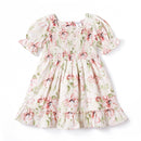 Blush Bouquet Smocked Bodice Puff Sleeve Dress