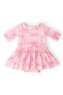 Blushing Bows 3/4 Sleeve Twirl Bodysuit