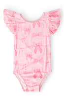 Blushing Bows S/S Flutter Sleeve Leotard