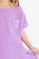 Bright Lilac Scrunchy Pocket Tee