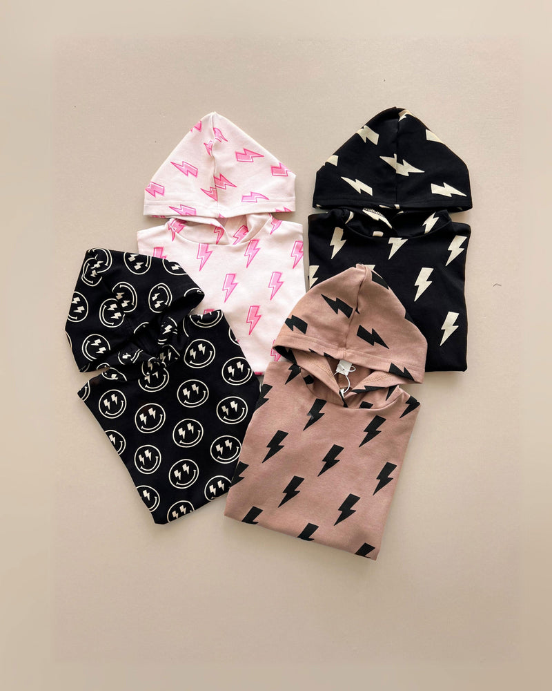 Hooded Bubble Romper  |  Black Bolts