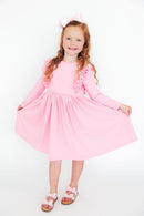 Bubblegum Pink L/S Ruffle Twirl Dress