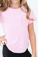 Bubblegum Pink Ruffle Pocket Tee