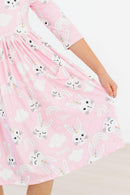 Bunny Love 3/4 Sleeve Pocket Twirl Dress