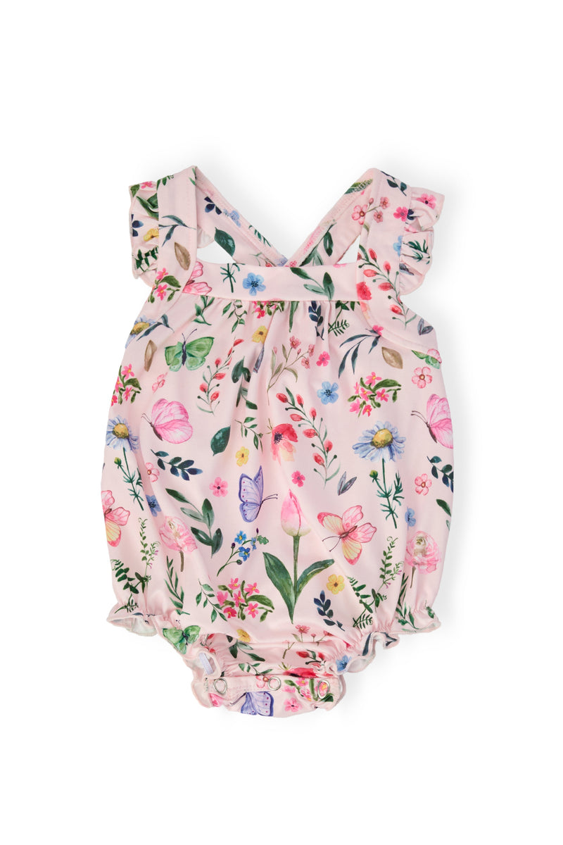 Butterfly Meadows Ruffle Cross Back Romper