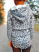 Snow leopard Ribbed Hooded romper