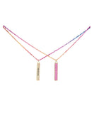 Kids 14"Ombre Chain with Silver Cross Double-Sided Bar with Pink Glitter Necklace