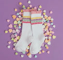 Pastel bubble lace top knee high socks