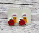 Pencil & Apple Stud Earrings | Teacher Back to School Earrings | Boutique Jewelry | Bossier City, LA