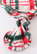 Christmas plaid baby gown with headband (0-3M)