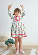 Platinum Floral Print Ruffle Dress – Girls Boutique Outfit