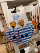 Pencil & Notebook Paper Seed Beaded Drop Earrings | Teacher Beaded Statement Earrings | Bossier City, LA