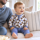 Baby Boy Football Outfit – Bamboo Henley Shirt & Pants Set