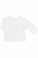 White L/S Ruffle Pocket Tee