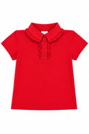 Red S/S Ruffle Polo