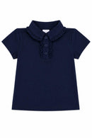 Navy S/S Ruffle Polo
