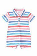 Red, White & Stripe Polo Shorty One-Piece