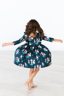 Christmas Ballet 3/4 Sleeve Ruffle Twirl Dress