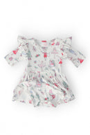 Clara's Christmas 3/4 Sleeve Flutter Twirl Bodysuit