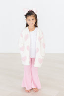 Coconut/Light Pink Heart Cozy Cardigan