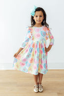 Conversation Hearts 3/4 Sleeve Ruffle Twirl Dress