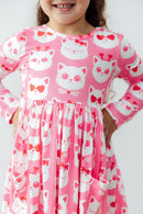 Cutie Cat L/S Pocket Twirl Dress