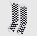 Checkered lace top knee high socks