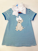 Penny the Puppy Dress – Girls Striped Dog Appliqué Dress