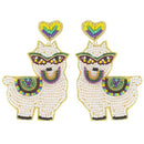 Mardi Gras Llama Earrings
