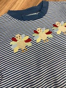 Baby Boys Turkey Embroidered Romper | Blue Stripe Boutique Thanksgiving Romper