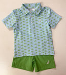 Boys Light Blue Alligator Performance Polo