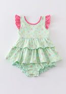 Platinum Star Print Bubble– Baby Girl Ruffle Outfit