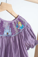 Purple castle hand smocked gingham dress