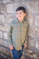 Deer Camp Plaid Pearl Snap Flannel – Boys Long Sleeve Shirt