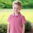 Boys Cornflower Blue Stripe Polo Shirt | Classic Short Sleeve Boutique Polo | Bossier City, LA
