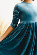 Denim Blue Velvet Twirl Dress