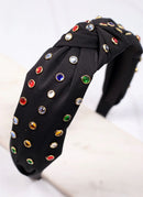 Caroline Hill Halle Jeweled Top Knot Headband – Rhinestone Hair Accessory