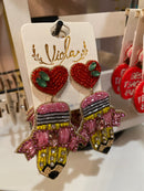 Pink Bow Pencil Beaded Earrings | Teacher Statement Earrings | Back to School Jewelry | Bossier City, LA