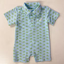 Baby Boy Blue Alligator Polo Romper
