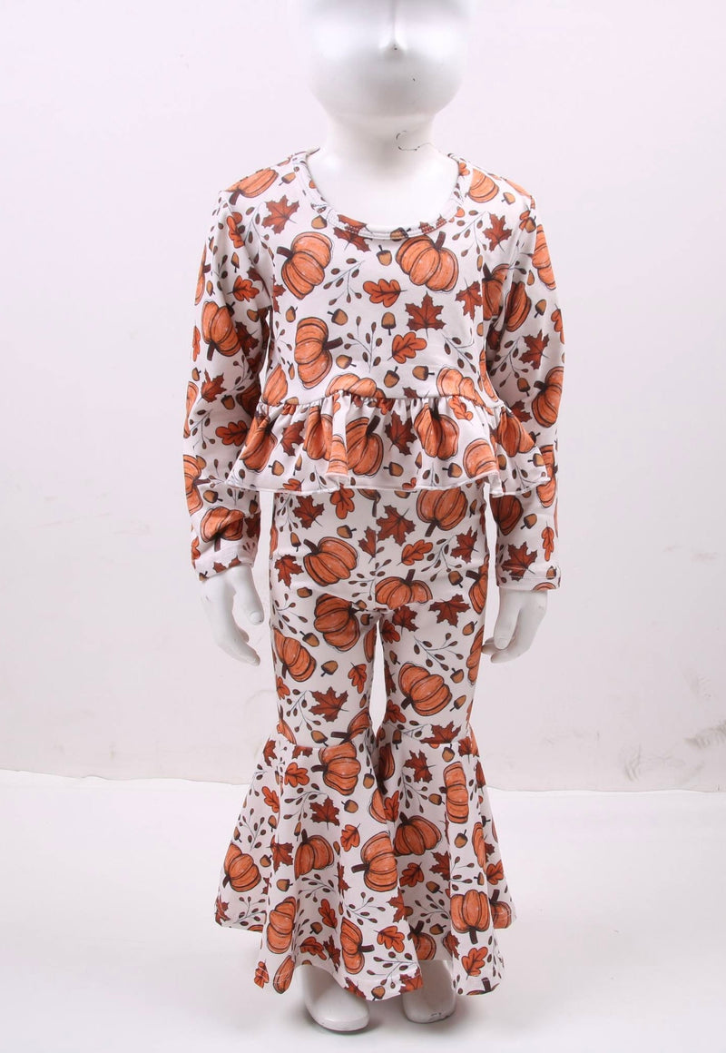Pumpkin & leaves high waisted ruffle bell set
