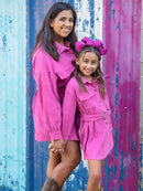 Mommy & Me Pink Corduroy Button Down Dress