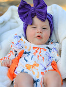 Halloween Bow Print Girls Romper Ruffle Bow Long Sleeve