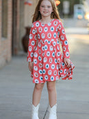 Christmas Girls' Santa and Tree Striped Dress