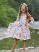 Fall Thanksgiving Pumpkin Leaf Print Dress