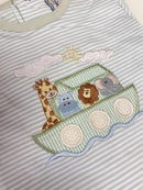 Baby Noah's Ark Footless Romper | Blue Stripe Boutique Baby Outfit