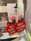 Best Teacher Ever Apple Beaded Earrings | Teacher Appreciation Statement Earrings | Bossier City, LA