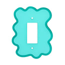 Turquoise and teal squiggle light switch cover