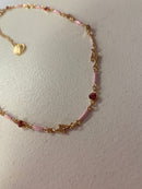 Kids Mini Pink Enamel Bars, Crystal Lightening Bolt Links Necklace
